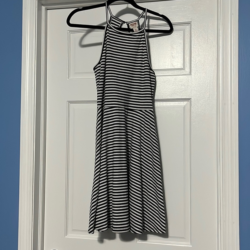 Mossimo Supply Co black and white striped halter dress medium